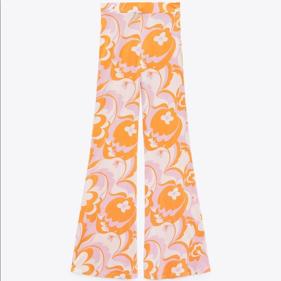 ZARA Floral Printed Flared Pants - Picture 4 of 4